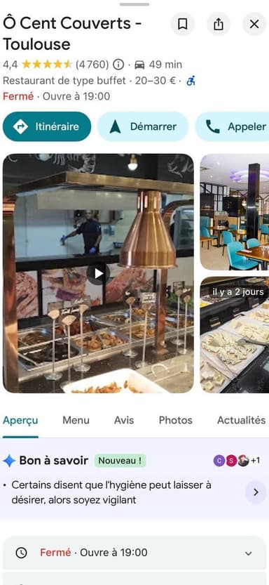 Fiche Google Maps de Ô Cent Couverts avec +2285 nouveaux avis